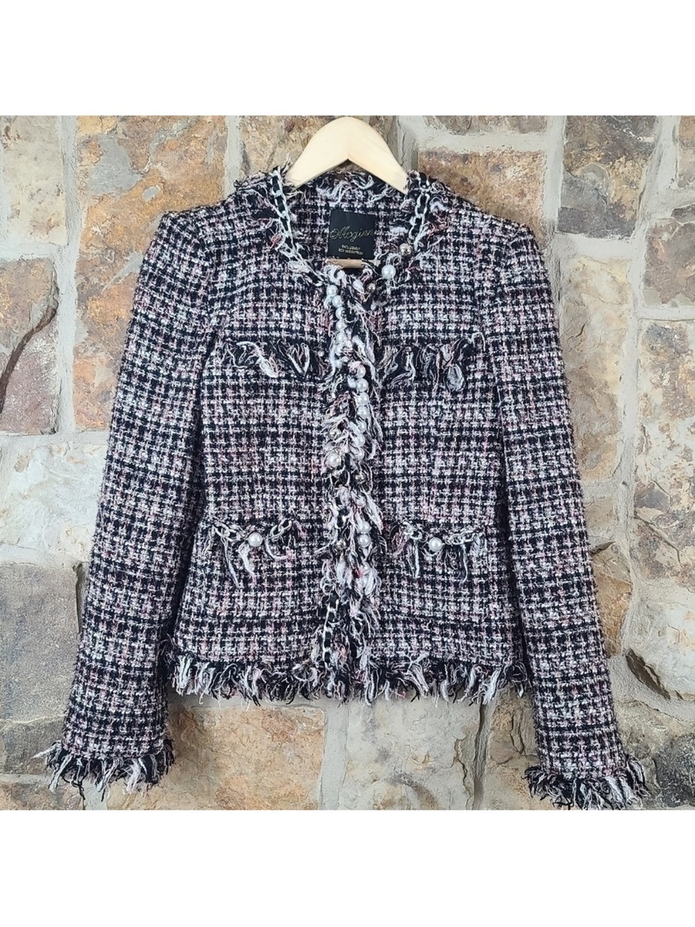 McGinn Black, Pink & Coral Tweed Fringe Jacket Nordstrom